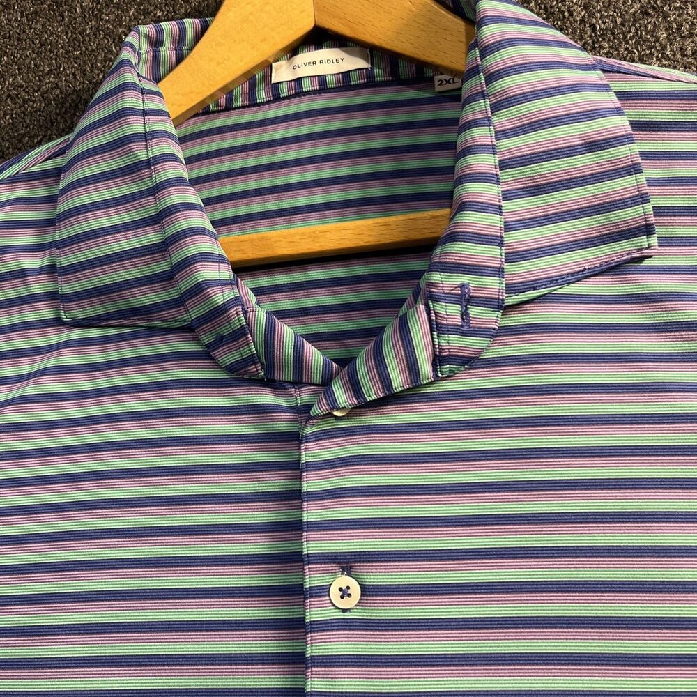 Oliver‎ Ridley Polo Shirt Mens Size 2XL Multicolor Stripe Comfort Short Sleeve